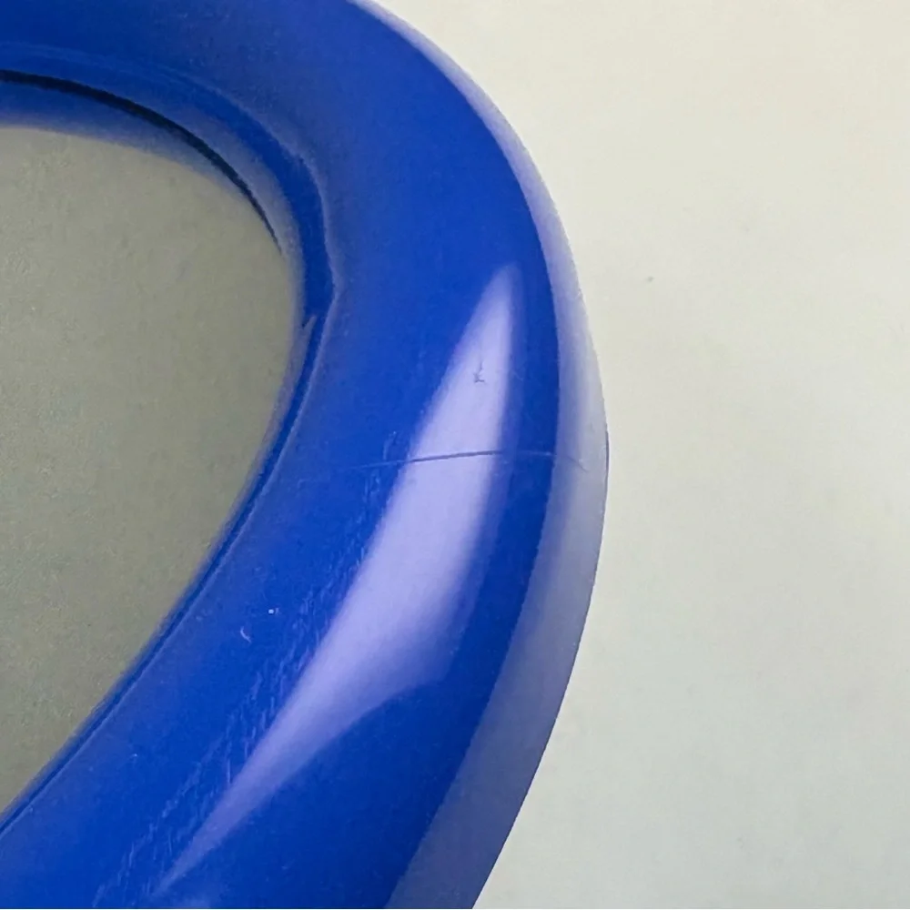 Vintage 12.25” Circle Blue Plastic Wall Mirror Space Age 80s 90s Post Modern